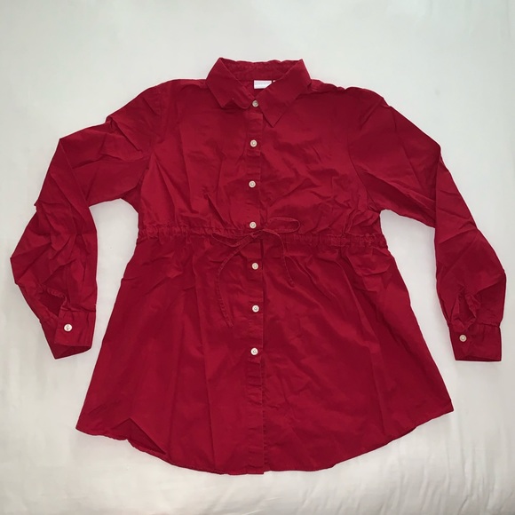 Maternity cute red button down shirt with bow! - Picture 1 of 4